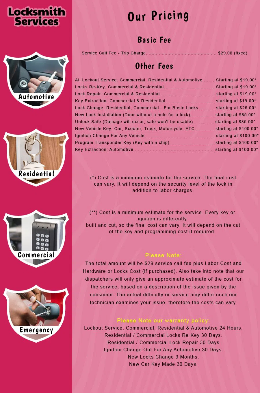 Lawrence Township NJ Locksmith Store Lawrence Township, NJ 609-286-7118 - price-list-c-18
